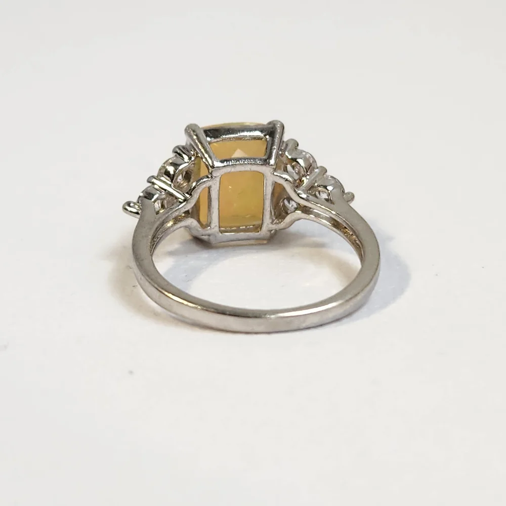 Genuine 2.05ct NATURAL Fiery Ethiopian Opal Wht Zircon 925 Ring Sz 7 VTG - Picture 15 of 15